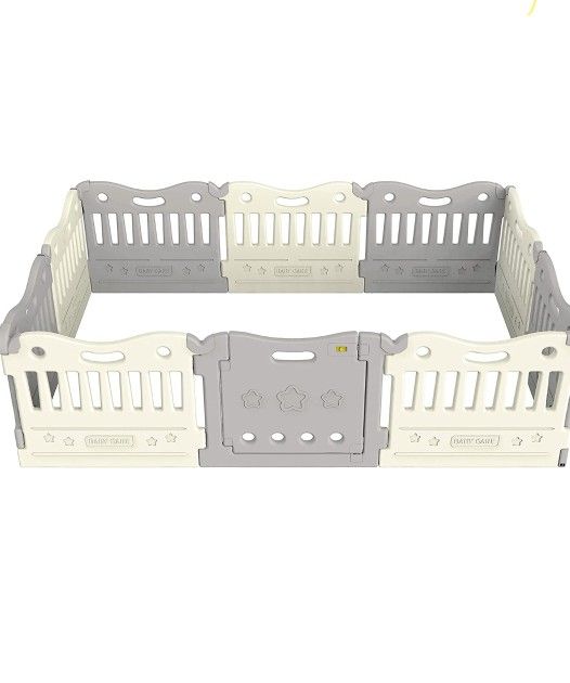 Baby Care Play Mat Funzone Play Pen - Extra Large Baby Play Yard - Play Pen for Baby - Safe with Double Locking (Grey, Full Set)