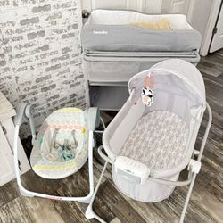 Baby Bundle Bassinet, Changing Table And Baby Swing 
