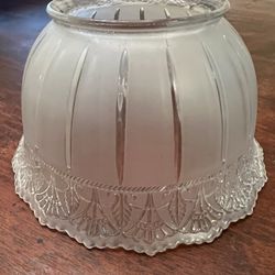 Antique Art Deco Frosted Ribbed Glass Ceiling Light Shade 7”W x 4.5”H