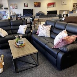 Black Reclining Sofa And Love Seat 