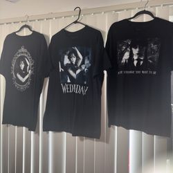 Wednesday Addams 3 graphic t shirts