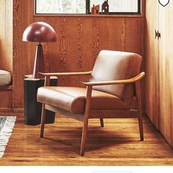 West Elm - Mid-Century Faux Leather Show Wood Chair