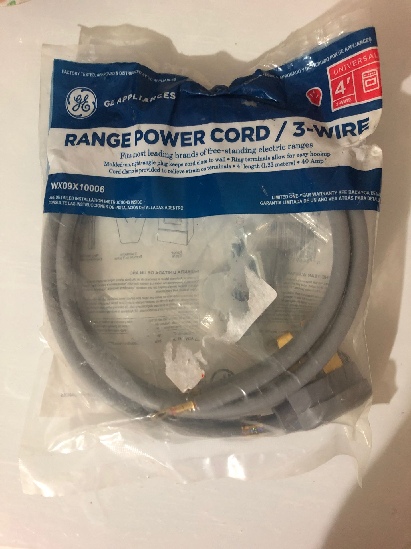 Range power cord / 3-wire
