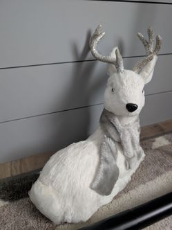 White Plush Deer with Glitter Antlers