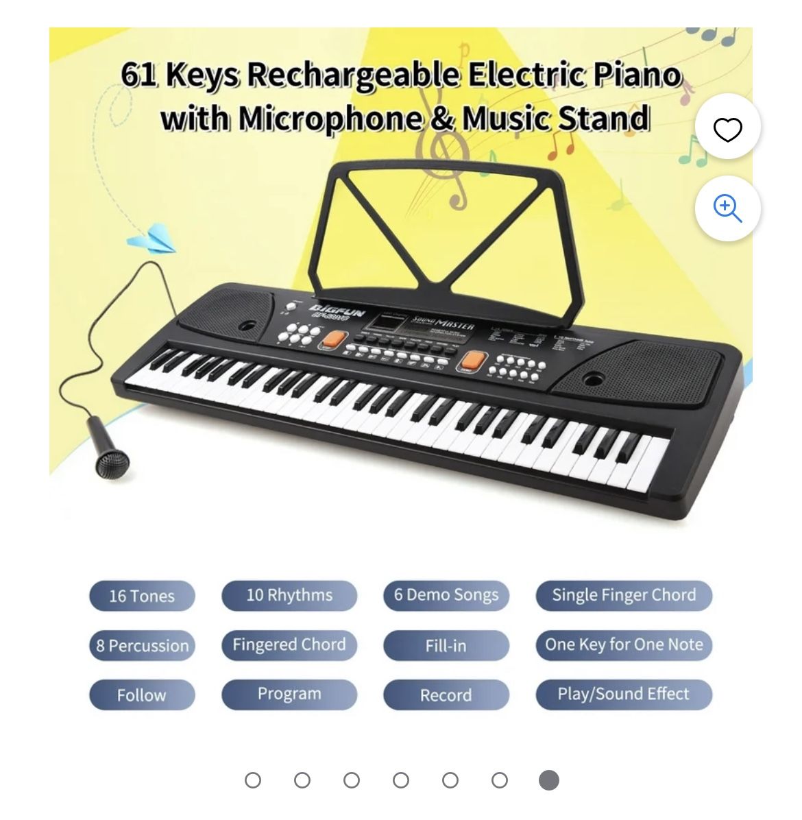 BigFun BF-6301C Rechargeable Electronic Keyboard 61 Keys with Microphone