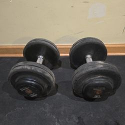 Old 50lb Prostyle Rubber Coated Dumbbells 