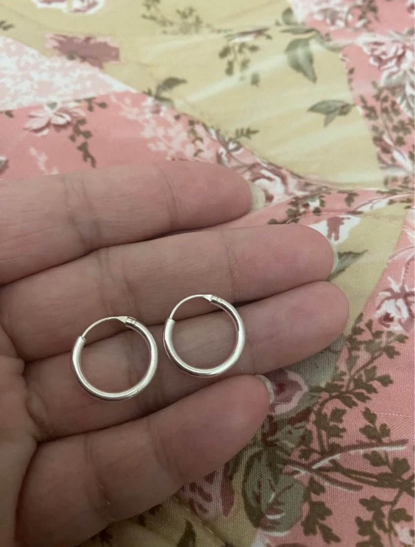Real silver hoop earrings $17