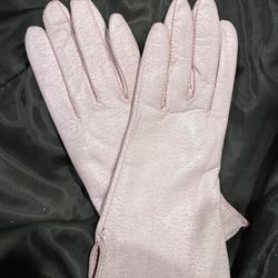 Rare Baby Pink Genuine Leather Gloves. Sz 7.5