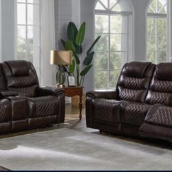 AUTOMATIC RECLINING SOFA SET REAL GENUINE LEATHER 