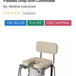 Guardian Padded Drop Arm Commode, 350 lb. Weight Capacity (