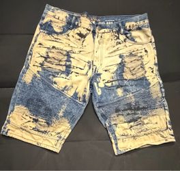 Blue and Beige dye denim men shorts size 36