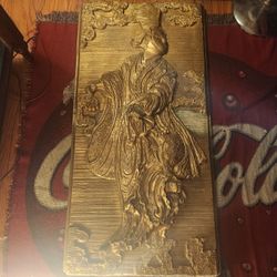 Antique geisha horsehair plaster art
