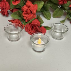 Home interiors 3 Glass standard cups votives or tealights