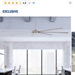 Harbor Breeze Megalodon 120-in Covered Outdoor Brushed Nickel with Matte Silver Blades Ceiling Fan Without Light 7 -Blade Item # | Model #AR22-