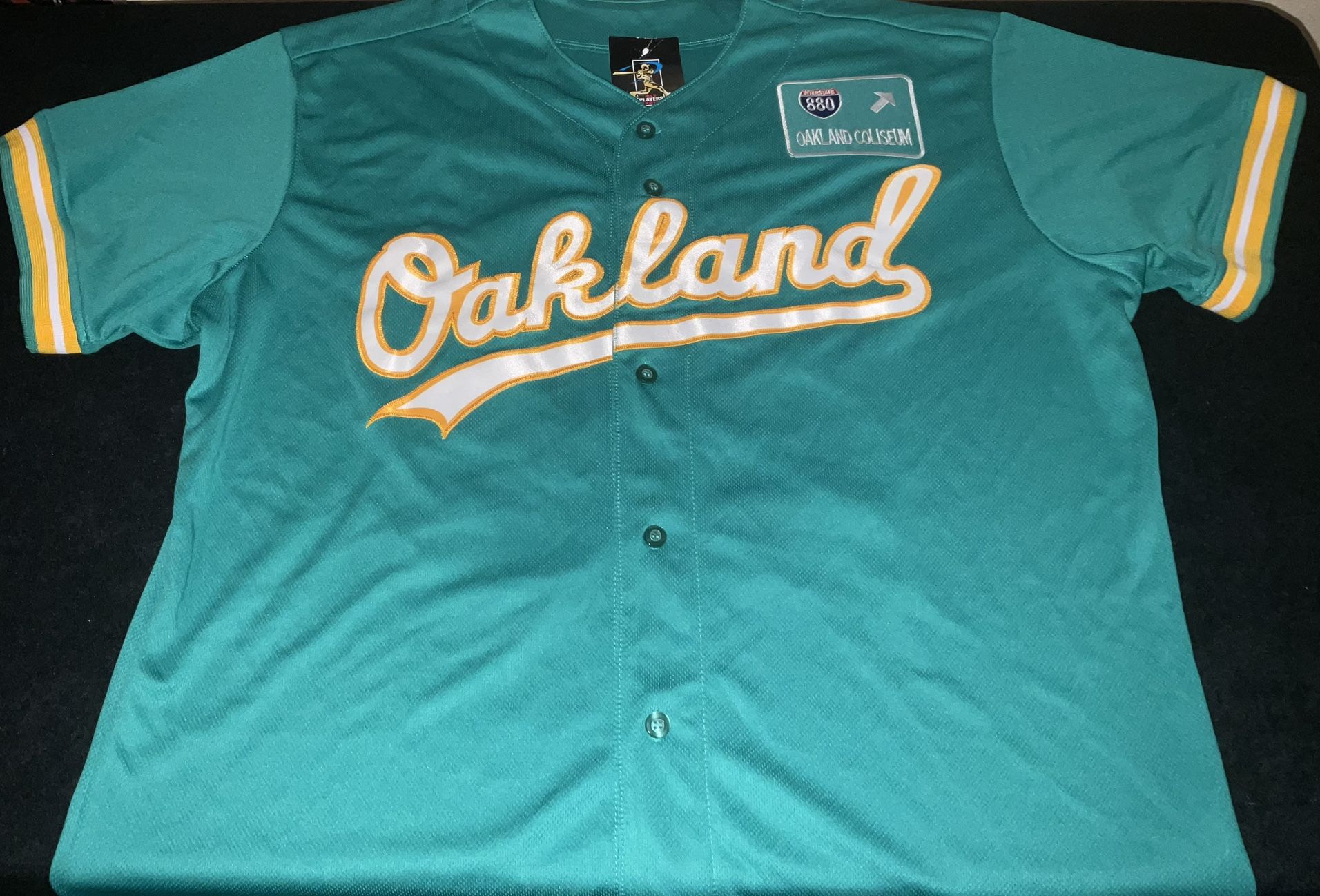 RARE! Mark McGwire Oakland Athletics A's Custom Green Home Baseball Jersey w/ Oakland Coliseum Patch Stitched Adult Men’s Size Large New!