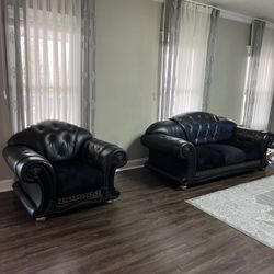 All Leather Sofa With Loveseat And Armchair 