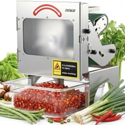 Commercial Vegetable Slicer Machine 200W Electric Food Processor with Automatic Conveyor Belt 400LB/H Thickness Adjustable for Spring Onion Scallion C