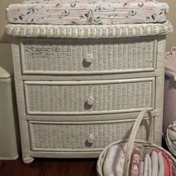 white Whicker Dresser