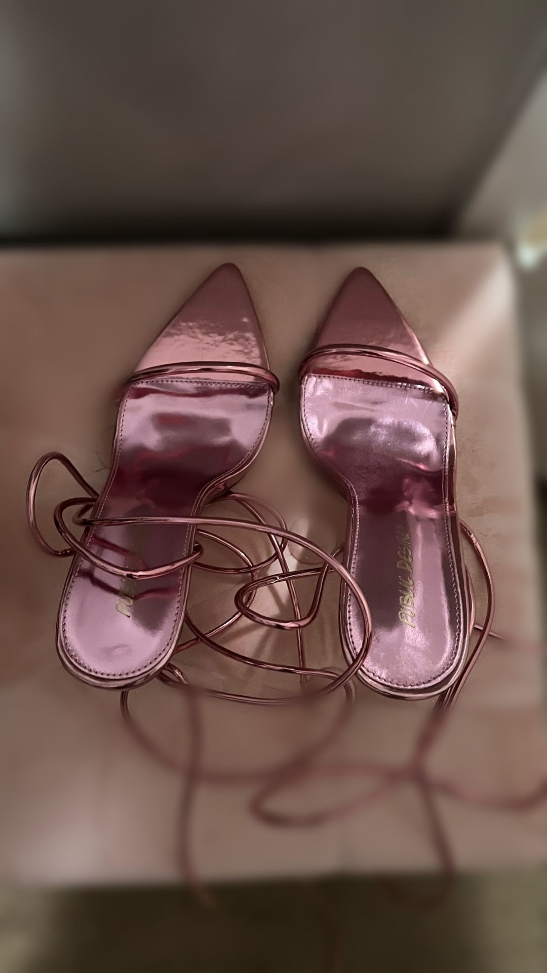 pink metallic heels