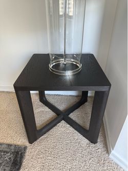 RH BRETON SQUARE SIDE TABLE Black Oak