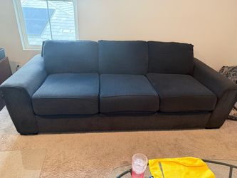 Dark Blue 3-Seat Fabric Sofa