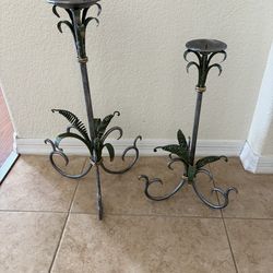 Pair of Wrought Iron Candle Holders