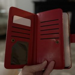 Red iPhone 17 Air Wallet Case with Wrist Strap & Magnetic Closure – New