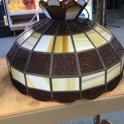 Vintage Art Deco Brown And Beige Frosted Glass Chandelier Lighting Fixture 💵  💳  💵  Cash and Card Accepted