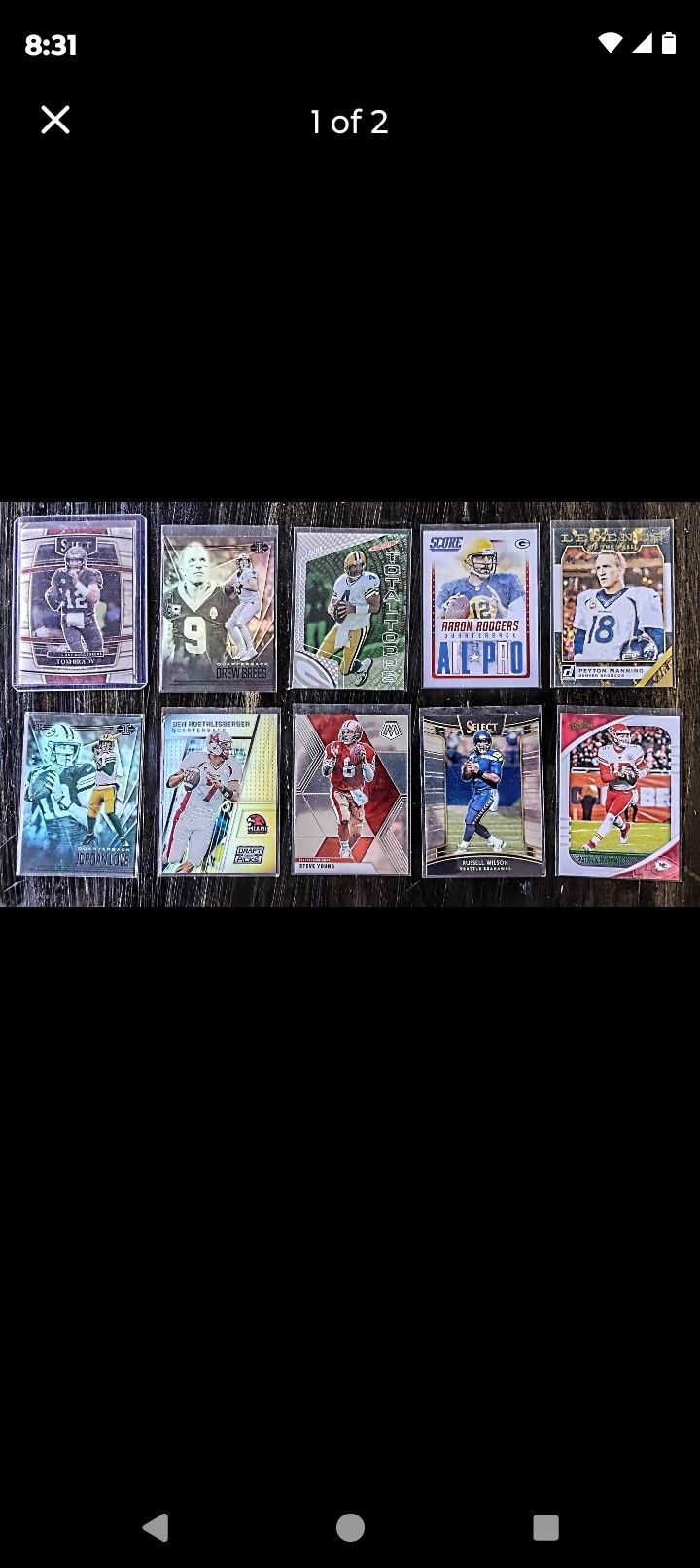 Nfl Tom Brady Patrick mahomes and top legend QB's 10 card lot