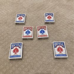 6 Unopened Packs Of Standard Bicycle Playing Cards