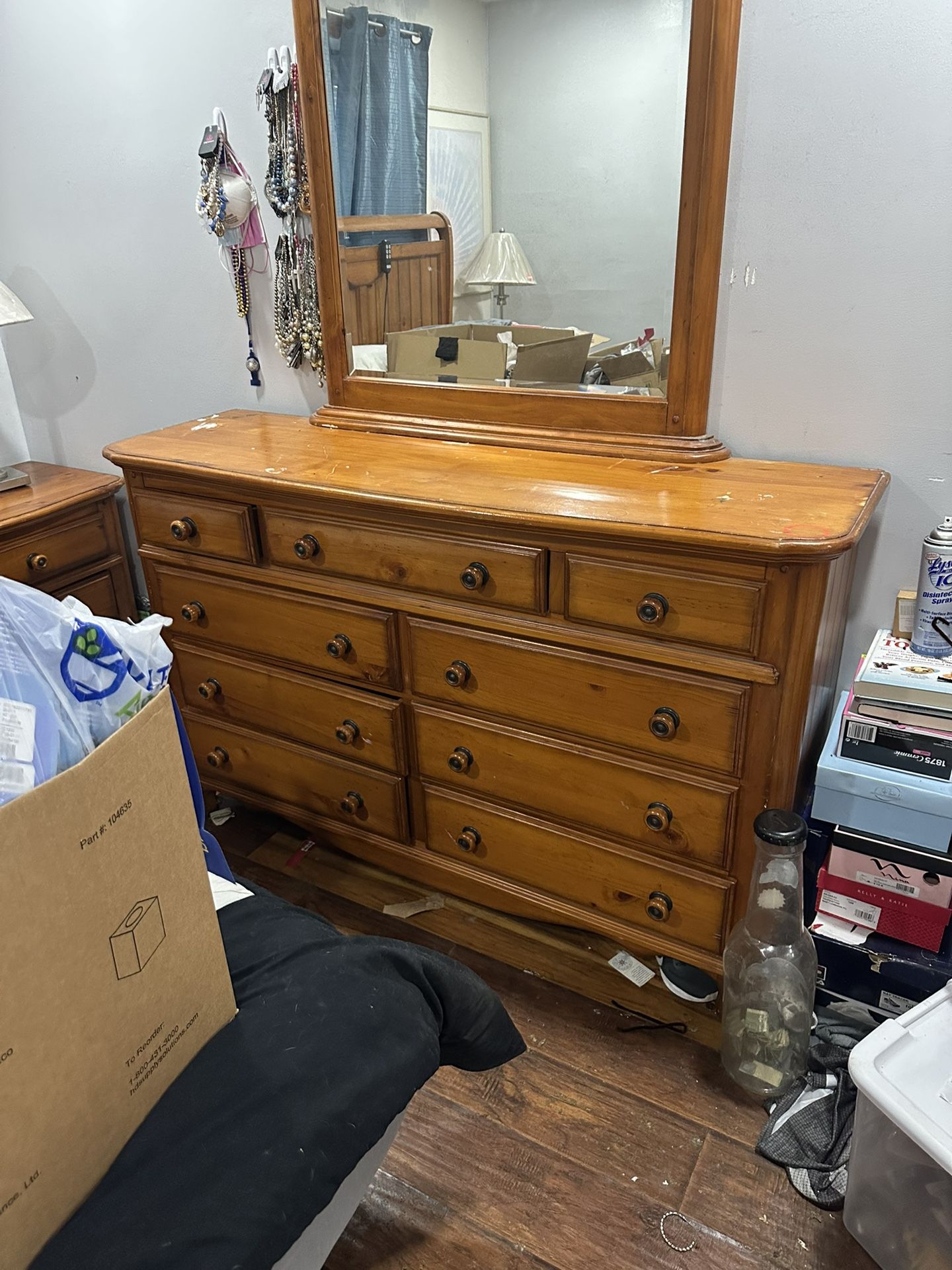 Free bedroom set five piece, solid wood