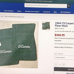 68-72 Chevelle, El Camino Floor Mats 
