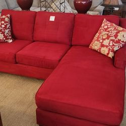 Red Cindy Crawford Reversible Chaise Sectional 