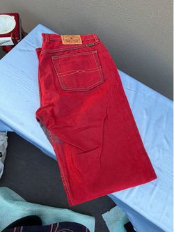 Lucky Brand Women's Dark Wash Red Denim Jeans Straight 5-Pocket Solid