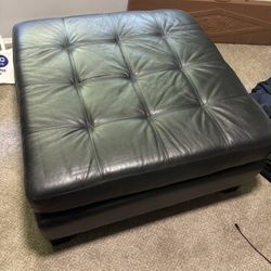 Black Faux Leather Ottoman