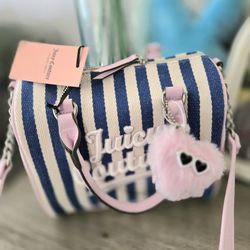 Nwt Juicy Couture Stripe Summer Satchel With Crossbody Strap