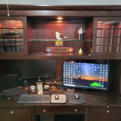Hooker Desk With Custom Glass Top on Desk