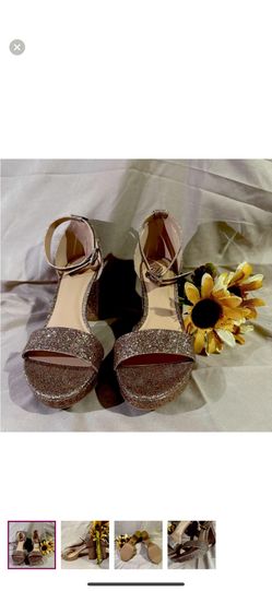 Women Glitter Block Heels Size 7