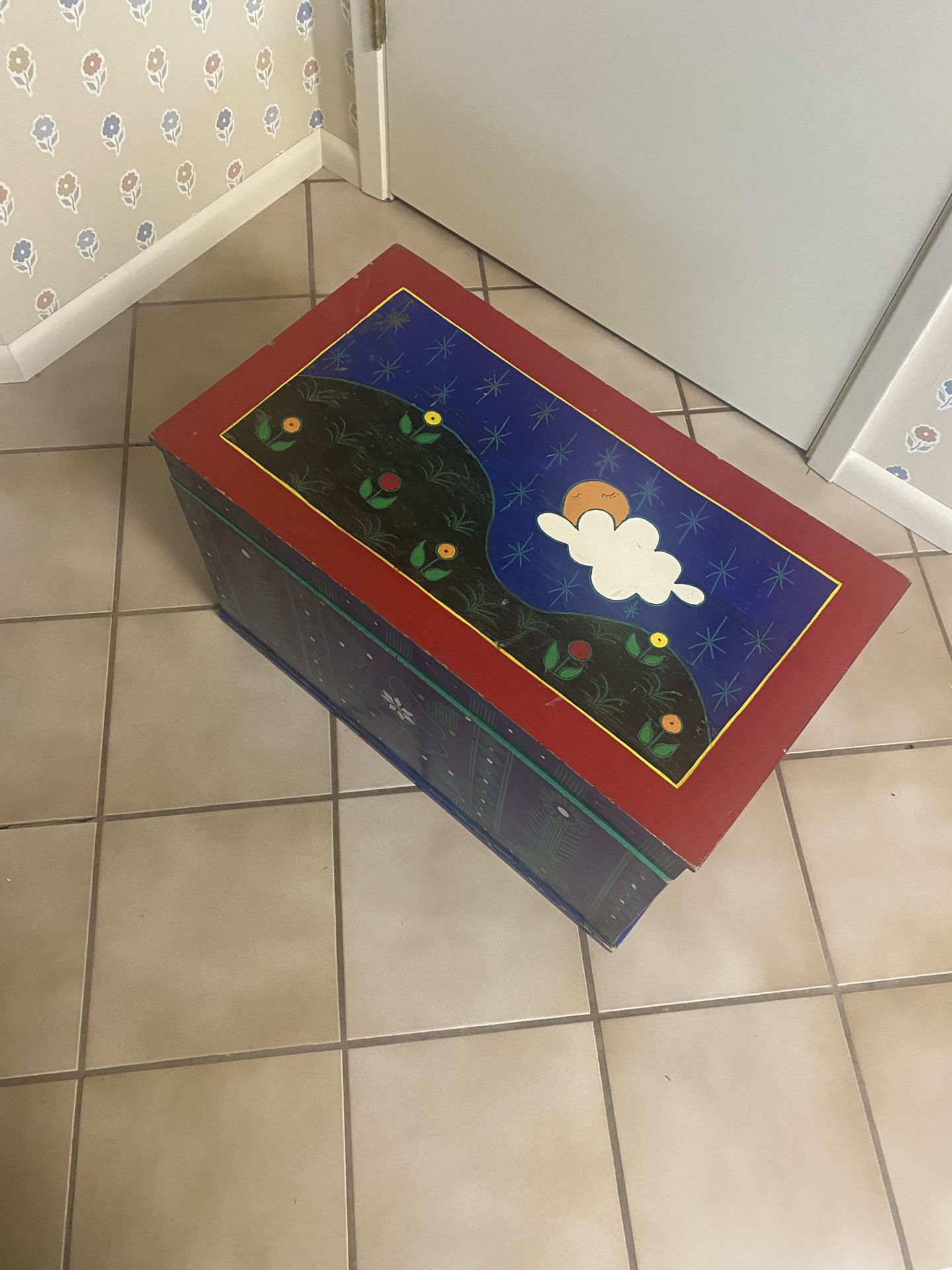 Vintage Wooden Toy Box.