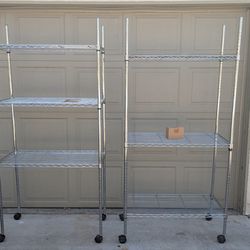 2 Wire rack shelving with locking wheels