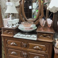 Antique Victorian dresser with oval mirror $250 great piece