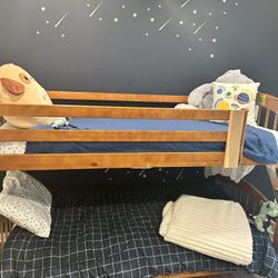 Twin Bunk Bed In chestnut Brown Wood