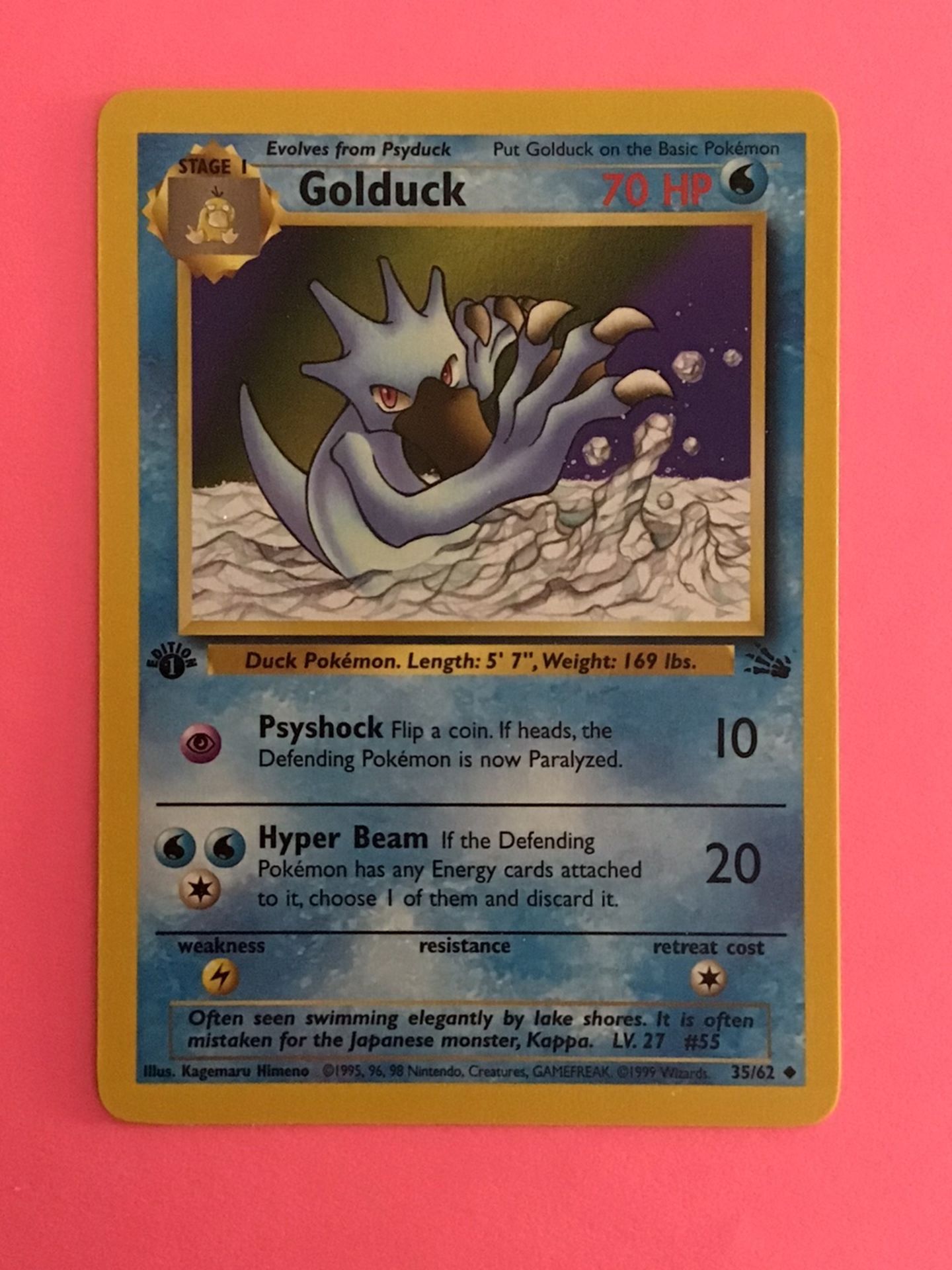 1st Edition Golduck 35/62 Pokemon Card from the Fossil Set