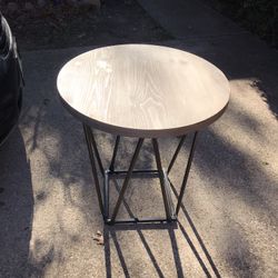 Metal And Wood Round Side Table/ End Table 