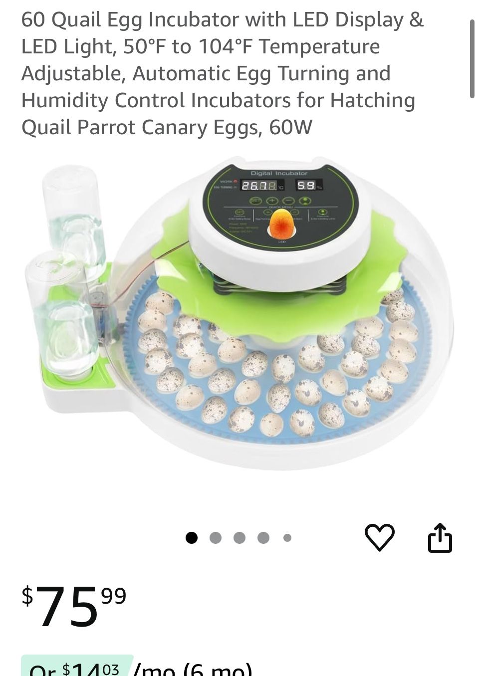 60 Eggs Quail incubator