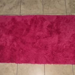 Pink Polyester Shaggy Rectangle Rug, Solid