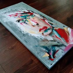 11 1/2  X 23 ARYLIC WOOD WALL DECOR PAINTING 