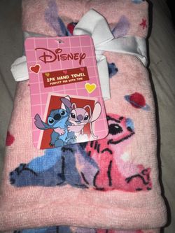 Disney Valentines Stitch 2 Pk Hand Towels
