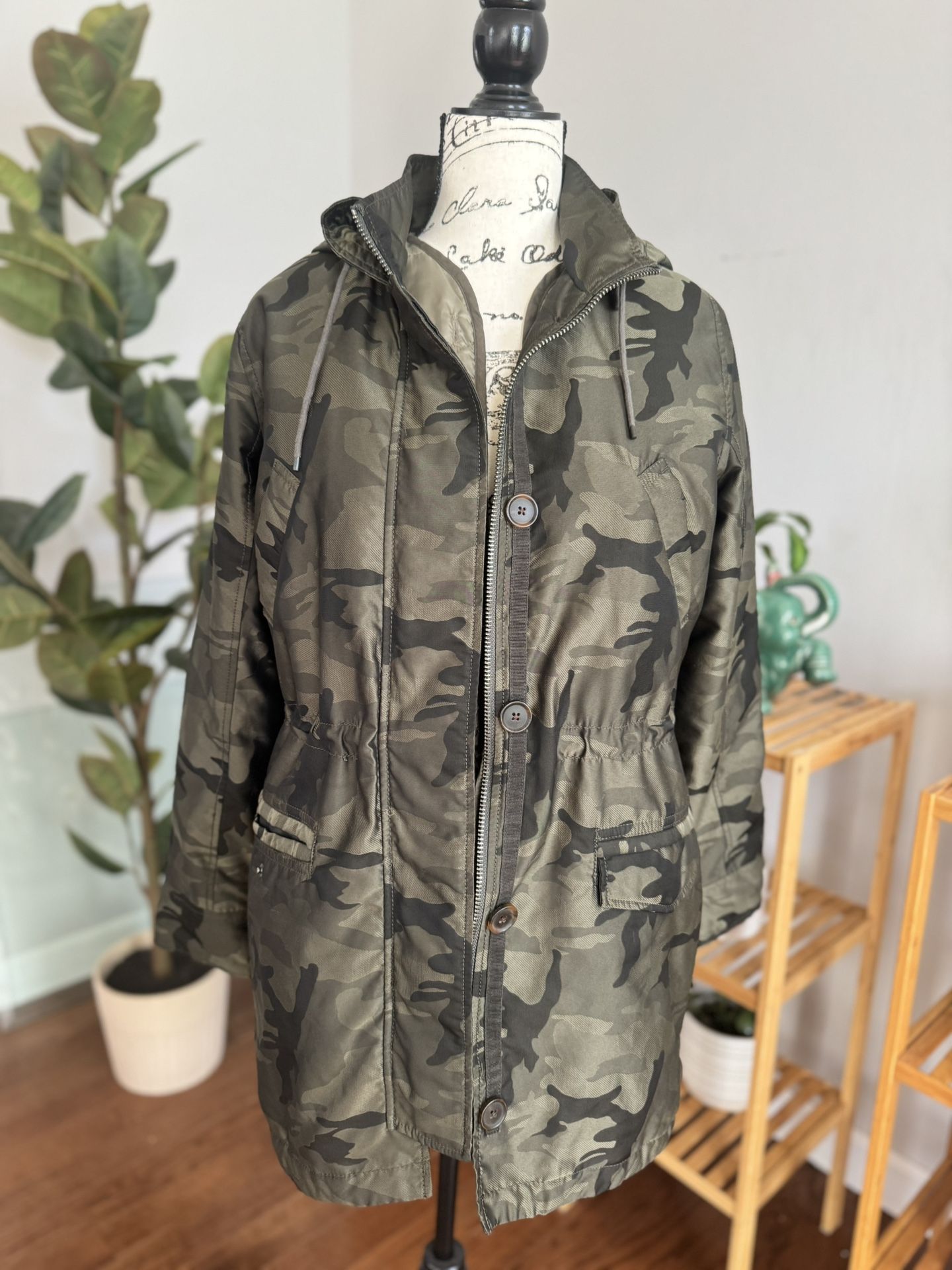  Abercrombie&Fitch Hollister Sherpa Fur 3-In-1 Olive Camo Parka 