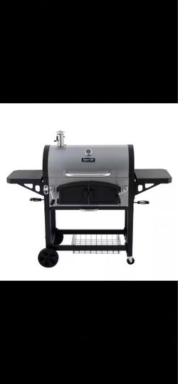 X-Large Premium Dual Chamber Charcoal Grill in Black and Stainless Steel